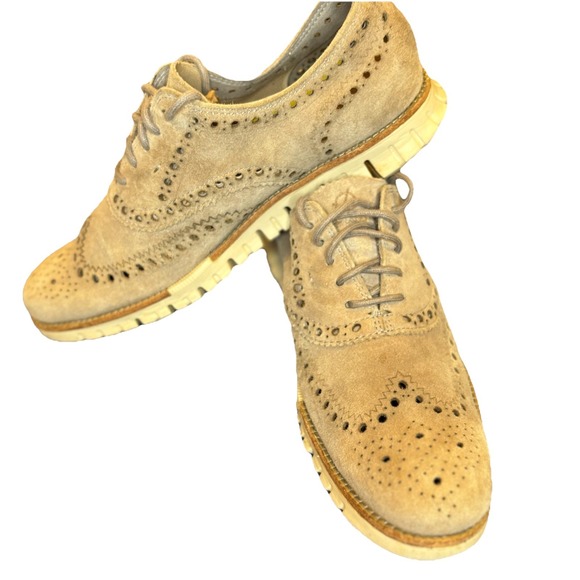 Cole Haan Zerogrand Wingtip Oxford Shoes Beige C12980 Mens Size 8.5 - Picture 2 of 12